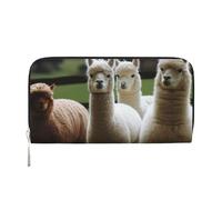 GDSHJKLW Womens Wallet Alpaca Family Zip Around Wallet Pu Leather Phone Clutch Purse Card Holder Organizer For Women Ladies, Black, One Size