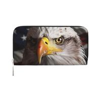 GDSHJKLW Womens Wallet America Flag And Eagle Zip Around Wallet Pu Leather Phone Clutch Purse Card Holder Organizer For Women Ladies, Black, One Size