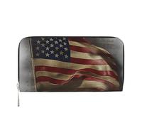 GDSHJKLW Womens Wallet American Flag Zip Around Wallet Pu Leather Phone Clutch Purse Card Holder Organizer For Women Ladies, Black, One Size