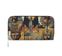 GDSHJKLW Womens Wallet Ancient Egypt Tribe Series Zip Around Wallet Pu Leather Phone Clutch Purse Card Holder Organizer For Women Ladies, Black, One Size