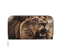 GDSHJKLW Womens Wallet Angry Lion Zip Around Wallet Pu Leather Phone Clutch Purse Card Holder Organizer For Women Ladies, Black, One Size