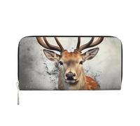 GDSHJKLW Womens Wallet Animal Deer Zip Around Wallet Pu Leather Phone Clutch Purse Card Holder Organizer For Women Ladies, Black, One Size