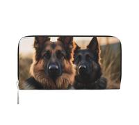 GDSHJKLW Womens Wallet Animal German Shepherd Zip Around Wallet Pu Leather Phone Clutch Purse Card Holder Organizer For Women Ladies, Black, One Size