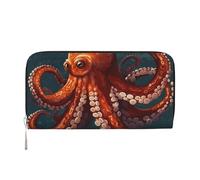 GDSHJKLW Womens Wallet Animal Octopus Zip Around Wallet Pu Leather Phone Clutch Purse Card Holder Organizer For Women Ladies, Black, One Size