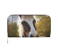 GDSHJKLW Womens Wallet Animal Pony Horse Zip Around Wallet Pu Leather Phone Clutch Purse Card Holder Organizer For Women Ladies, Black, One Size