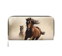 GDSHJKLW Womens Wallet Animals Horse Running Zip Around Wallet Pu Leather Phone Clutch Purse Card Holder Organizer For Women Ladies, Black, One Size
