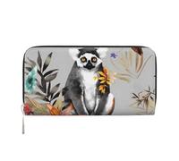 GDSHJKLW Womens Wallet Animals Lemur Flowers Pattern Zip Around Wallet Pu Leather Phone Clutch Purse Card Holder Organizer For Women Ladies, Black, One Size