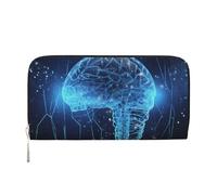 GDSHJKLW Womens Wallet Artificial Intelligence Brain Zip Around Wallet Pu Leather Phone Clutch Purse Card Holder Organizer For Women Ladies, Black, One Size
