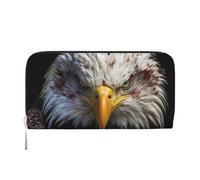 GDSHJKLW Womens Wallet Bald Eagle American Flag Zip Around Wallet Pu Leather Phone Clutch Purse Card Holder Organizer For Women Ladies, Black, One Size