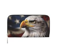GDSHJKLW Womens Wallet Bald Eagle Us Flag Pictures Zip Around Wallet Pu Leather Phone Clutch Purse Card Holder Organizer For Women Ladies, Black, One Size