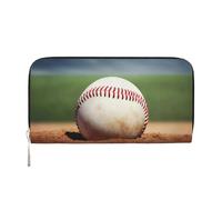 GDSHJKLW Womens Wallet Baseball Zip Around Wallet Pu Leather Phone Clutch Purse Card Holder Organizer For Women Ladies, Black, One Size