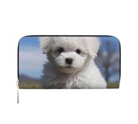 GDSHJKLW Womens Wallet Bichon Frise Dog Zip Around Wallet Pu Leather Phone Clutch Purse Card Holder Organizer For Women Ladies, Black, One Size