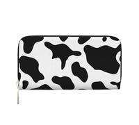 GDSHJKLW Womens Wallet Black And White Cow Print Zip Around Wallet Pu Leather Phone Clutch Purse Card Holder Organizer For Women Ladies, Black, One Size
