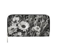 GDSHJKLW Womens Wallet Black And White Flowers Zip Around Wallet Pu Leather Phone Clutch Purse Card Holder Organizer For Women Ladies, Black, One Size