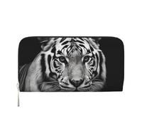 GDSHJKLW Womens Wallet Black And White Tiger Zip Around Wallet Pu Leather Phone Clutch Purse Card Holder Organizer For Women Ladies, Black, One Size