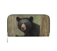 GDSHJKLW Womens Wallet Black Bear Mother And Cub Zip Around Wallet Pu Leather Phone Clutch Purse Card Holder Organizer For Women Ladies, Black, One Size
