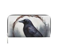 GDSHJKLW Womens Wallet Black Crow Zip Around Wallet Pu Leather Phone Clutch Purse Card Holder Organizer For Women Ladies, Black, One Size