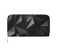 GDSHJKLW Womens Wallet Black Geometric Zip Around Wallet Pu Leather Phone Clutch Purse Card Holder Organizer For Women Ladies, Black, One Size