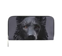 GDSHJKLW Womens Wallet Black German Shepherd Zip Around Wallet Pu Leather Phone Clutch Purse Card Holder Organizer For Women Ladies, Black, One Size