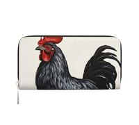 GDSHJKLW Womens Wallet Black Rooster Zip Around Wallet Pu Leather Phone Clutch Purse Card Holder Organizer For Women Ladies, Black, One Size