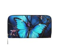 GDSHJKLW Womens Wallet Blue Butterfly And Bamboo Zip Around Wallet Pu Leather Phone Clutch Purse Card Holder Organizer For Women Ladies, Black, One Size
