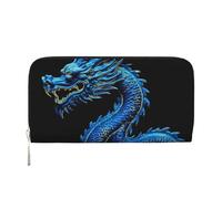 GDSHJKLW Womens Wallet Blue Chinese Dragon Zip Around Wallet Pu Leather Phone Clutch Purse Card Holder Organizer For Women Ladies, Black, One Size