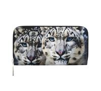 GDSHJKLW Womens Wallet Blue Eyed Snow Leopard Zip Around Wallet Pu Leather Phone Clutch Purse Card Holder Organizer For Women Ladies, Black, One Size