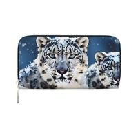 GDSHJKLW Womens Wallet Blue Eyed Snow Leopard Zip Around Wallet Pu Leather Phone Clutch Purse Card Holder Organizer For Women Ladies, Black, One Size