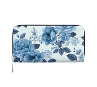 GDSHJKLW Womens Wallet Blue Flower Floral Pattern Roses1 Zip Around Wallet Pu Leather Phone Clutch Purse Card Holder Organizer For Women Ladies, Black, One Size