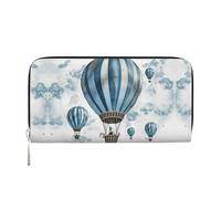 GDSHJKLW Womens Wallet Blue Hot Air Balloon Zip Around Wallet Pu Leather Phone Clutch Purse Card Holder Organizer For Women Ladies, Black, One Size