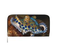 GDSHJKLW Womens Wallet Blue Ring Octopus Zip Around Wallet Pu Leather Phone Clutch Purse Card Holder Organizer For Women Ladies, Black, One Size