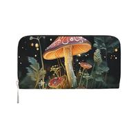GDSHJKLW Womens Wallet Butterfly Mushroom Zip Around Wallet Pu Leather Phone Clutch Purse Card Holder Organizer For Women Ladies, Black, One Size