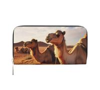 GDSHJKLW Womens Wallet Camels Rest Desert Zip Around Wallet Pu Leather Phone Clutch Purse Card Holder Organizer For Women Ladies, Black, One Size