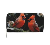 GDSHJKLW Womens Wallet Cardinals Birds Fauna Wild Zip Around Wallet Pu Leather Phone Clutch Purse Card Holder Organizer For Women Ladies, Black, One Size