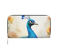 GDSHJKLW Womens Wallet Cartoon Blue Peacock Zip Around Wallet Pu Leather Phone Clutch Purse Card Holder Organizer For Women Ladies, Black, One Size