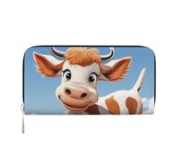 GDSHJKLW Womens Wallet Cartoon Cute Cow Zip Around Wallet Pu Leather Phone Clutch Purse Card Holder Organizer For Women Ladies, Black, One Size
