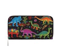 GDSHJKLW Womens Wallet Cartoon Dinosaur Zip Around Wallet Pu Leather Phone Clutch Purse Card Holder Organizer For Women Ladies, Black, One Size