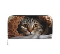 GDSHJKLW Womens Wallet Cat Under Blanket Zip Around Wallet Pu Leather Phone Clutch Purse Card Holder Organizer For Women Ladies, Black, One Size