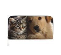 GDSHJKLW Womens Wallet Cats And Dog Zip Around Wallet Pu Leather Phone Clutch Purse Card Holder Organizer For Women Ladies, Black, One Size