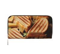 GDSHJKLW Womens Wallet Cheese Sandwiches Zip Around Wallet Pu Leather Phone Clutch Purse Card Holder Organizer For Women Ladies, Black, One Size