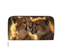 GDSHJKLW Womens Wallet Cheetah Love Zip Around Wallet Pu Leather Phone Clutch Purse Card Holder Organizer For Women Ladies, Black, One Size