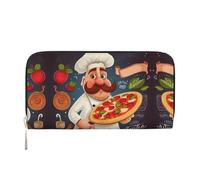 GDSHJKLW Womens Wallet Chef Pizza Zip Around Wallet Pu Leather Phone Clutch Purse Card Holder Organizer For Women Ladies, Black, One Size