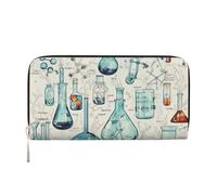 GDSHJKLW Womens Wallet Chemistry Print Zip Around Wallet Pu Leather Phone Clutch Purse Card Holder Organizer For Women Ladies, Black, One Size