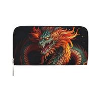 GDSHJKLW Womens Wallet Chinese Dragon Zip Around Wallet Pu Leather Phone Clutch Purse Card Holder Organizer For Women Ladies, Black, One Size