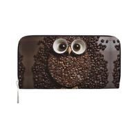 GDSHJKLW Womens Wallet Coffee Bean Owl Zip Around Wallet Pu Leather Phone Clutch Purse Card Holder Organizer For Women Ladies, Black, One Size