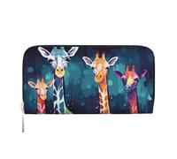 GDSHJKLW Womens Wallet Colorful Giraffe Fans Lovers Zip Around Wallet Pu Leather Phone Clutch Purse Card Holder Organizer For Women Ladies, Black, One Size