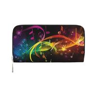 GDSHJKLW Womens Wallet Colorful Music Notes Zip Around Wallet Pu Leather Phone Clutch Purse Card Holder Organizer For Women Ladies, Black, One Size