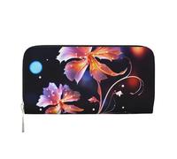 GDSHJKLW Womens Wallet Cool Decorative Flowers Zip Around Wallet Pu Leather Phone Clutch Purse Card Holder Organizer For Women Ladies, Black, One Size