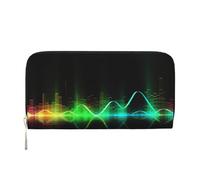 GDSHJKLW Womens Wallet Cool Music Sound Wave Zip Around Wallet Pu Leather Phone Clutch Purse Card Holder Organizer For Women Ladies, Black, One Size