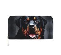GDSHJKLW Womens Wallet Cool Rottweiler Dog Art Zip Around Wallet Pu Leather Phone Clutch Purse Card Holder Organizer For Women Ladies, Black, One Size